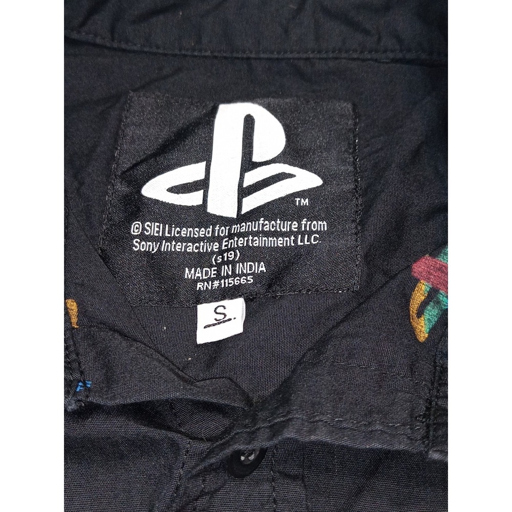 PlayStation Logo Button Down Shirt Mens Small Black All Over Print Gamer - Picture 8 of 8